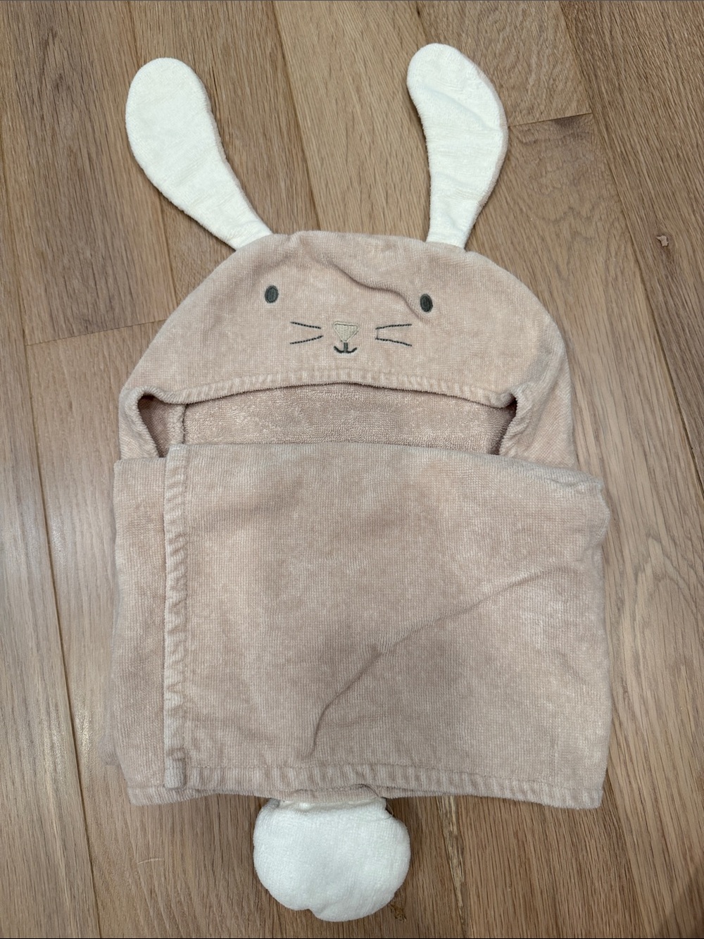 Kids Bunny Hooded bath towel robe - Cream and Light Brown
